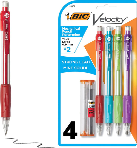 Velocity Mechanical Pencil 0.9mm Black - 3packs - 4 count - BIC - plus 3 My Outlet Mall Resealable Storage Pouches