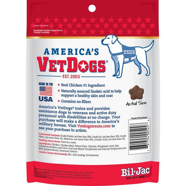 VetDogs Veteran's K-9 Corps Soft & Moist Dog Treats, Skin and Coat Formula, 3 pack, 10 oz per pack, plus 3 My Outlet Mall Resealable Storage Pouches