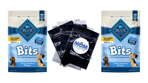 Blue Bits Training Treats Chicken Flavor Soft Treats for Dogs, Whole Grain, 2 pack, 11 oz per pack, plus 3 My Outlet Mall Resealable Storage Pouches