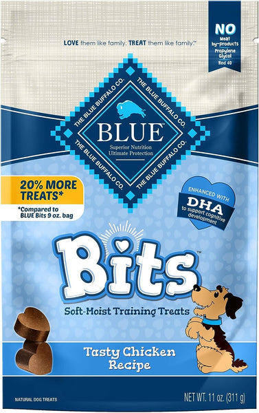 Blue Bits Training Treats Chicken Flavor Soft Treats for Dogs, Whole Grain, 1 pack, 11 oz, plus 3 My Outlet Mall Resealable Storage Pouches