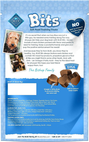 Blue Bits Training Treats Chicken Flavor Soft Treats for Dogs, Whole Grain, 3 pack, 11 oz per pack, plus 3 My Outlet Mall Resealable Storage Pouches