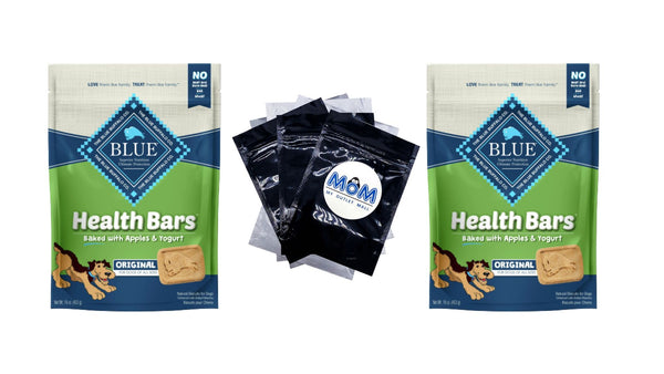 Health Bars Apple & Yogurt Flavor Crunchy Biscuit Treats for Dogs, Whole Grain, 2 pack, 16 oz per pack, plus 3 My Outlet Mall Resealable Storage Pouches