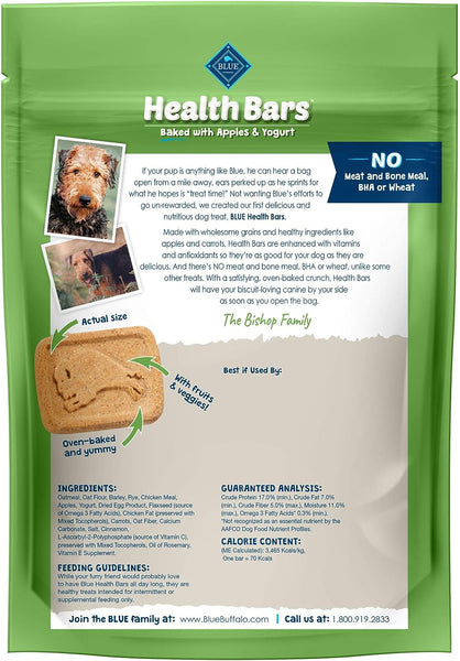 Health Bars Apple & Yogurt Flavor Crunchy Biscuit Treats for Dogs, Whole Grain, 3 pack, 16 oz per pack, plus 3 My Outlet Mall Resealable Storage Pouches