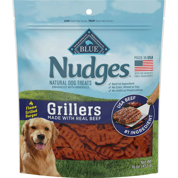 Nudges Grillers Natural Dog Treats, Beef, 2 pack, 16 oz per pack, plus 3 My Outlet Mall Resealable Storage Pouches