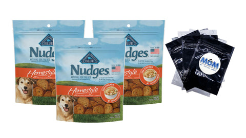 Nudges Homestyle Natural Dog Treats Chicken Bag, 3 pack, 16 oz per pack, plus 3 My Outlet Mall Resealable Storage Pouches