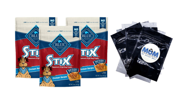 Stix Chicken Flavor Soft Treats for Dogs, Whole Grain, 3 pack, 5 oz per pack, plus 3 My Outlet Mall Resealable Storage Pouches