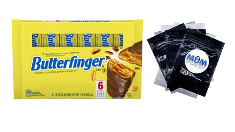 Chocolatey, Peanut-Buttery, Full Size Candy Bars, 1 pack, 6 Count, plus 3 My Outlet Mall Resealable Storage Pouches