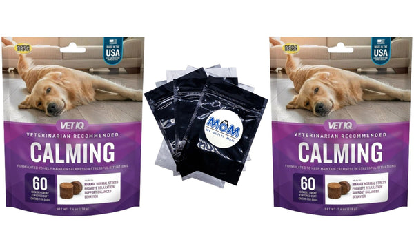 Calming Support Supplement Soft Chews for Dogs - 2 Packs - 60 counts per pack - plus 3 My Outlet Mall Resealable Storage Pouches