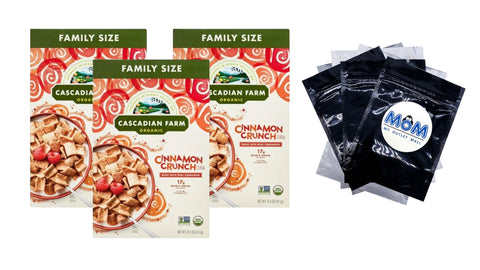 Organic Cinnamon Crunch Cereal, Value Size, 3 pack, 14.5 oz per pack, plus 3 My Outlet Mall Resealable Storage Pouches