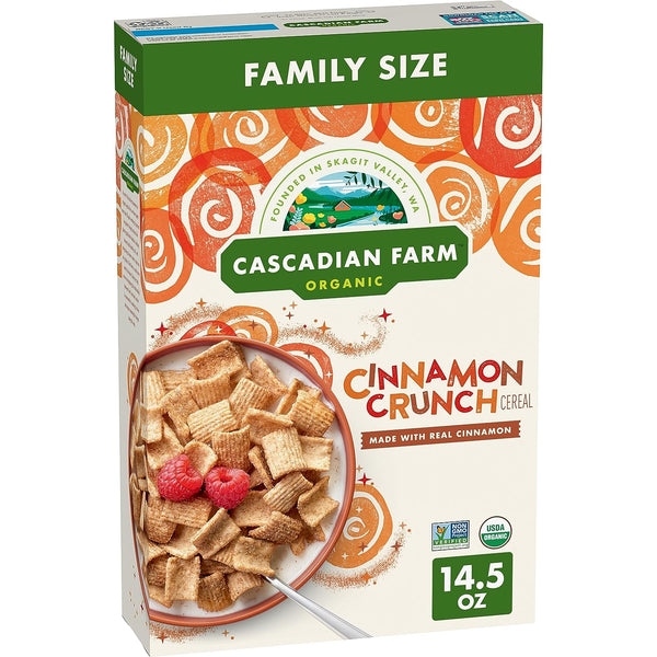 Organic Cinnamon Crunch Cereal, Value Size, 2 pack, 14.5 oz per pack, plus 3 My Outlet Mall Resealable Storage Pouches