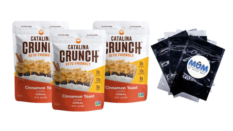 Cinnamon Toast Keto Cereal, 3 pack, 9 oz Bag per pack, plus 3 My Outlet Mall Resealable Storage Pouches