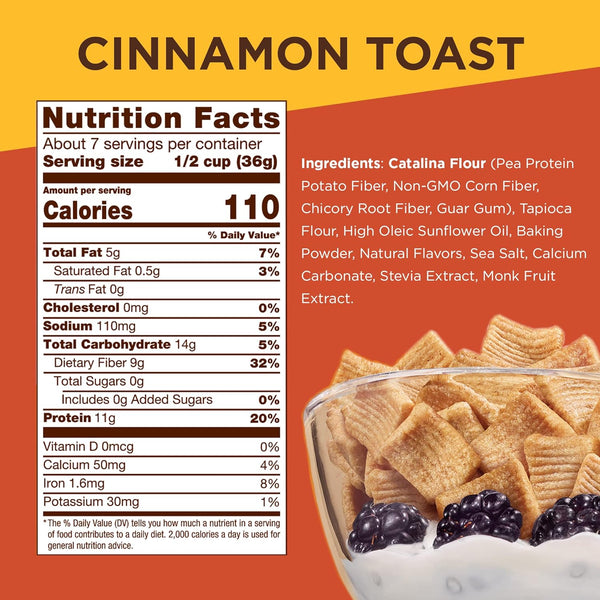 Cinnamon Toast Keto Cereal, 2 pack, 9 oz Bag per pack, plus 3 My Outlet Mall Resealable Storage Pouches