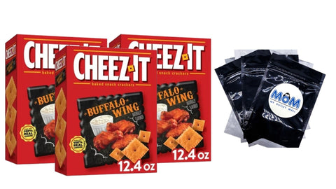 Buffalo Wing Cheese Crackers, 3 pack, 12.4 oz, plus 3 My Outlet Mall Resealable Storage Pouches