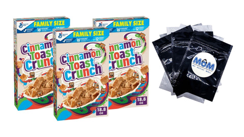 Breakfast Cereal, Crispy Cinnamon Cereal, Family Size, 3 pack, 18.8 oz per pack, plus 3 My Outlet Mall Resealable Storage Pouches