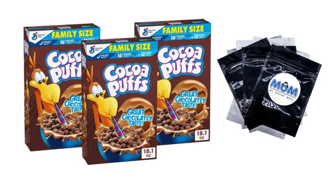 Chocolate Breakfast Cereal with Whole Grains, 3 pack, 18.1 oz per pack, plus 3 My Outlet Mall Resealable Storage Pouches