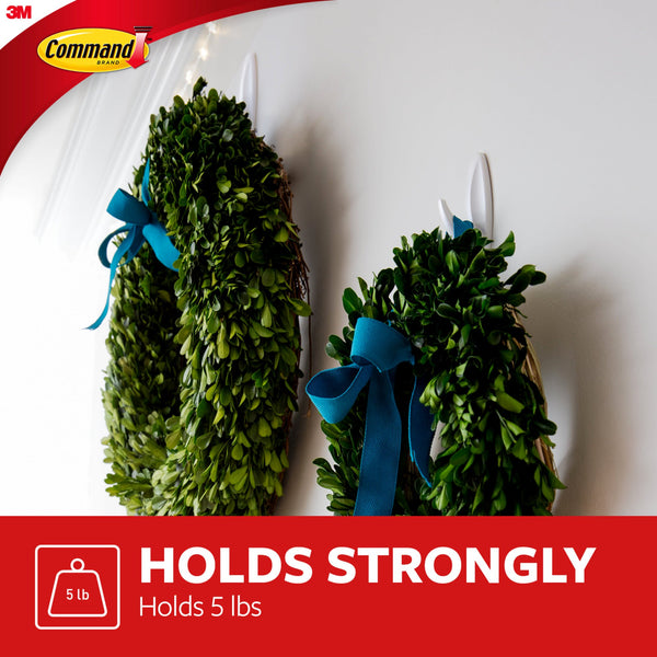 Large Designer Hooks, White, Hang Decoration Damage-free, 2 pack, 4 wall hooks per pack, Command, plus 3 My Outlet Mall Resealable Storage Pouches