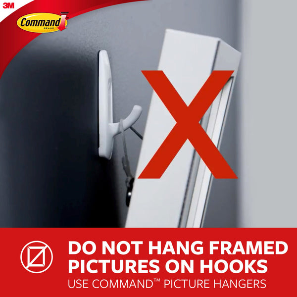 Large Designer Hooks, White, Hang Decoration Damage-free, 2 pack, 4 wall hooks per pack, Command, plus 3 My Outlet Mall Resealable Storage Pouches