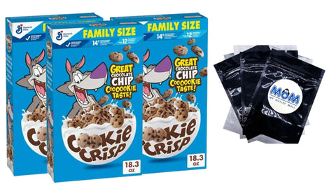 Breakfast Cereal Chocolate Chip Cookie Taste Family Size, 3 Packs, 18.3 oz per pack, plus 3 My Outlet Mall Resealable Storage Pouches