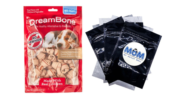 Chicken Flavored Rawhide-Free Dog Chews, Mini - 1 pack - 22.5 oz - plus 3 My Outlet Mall Resealable Storage Pouches
