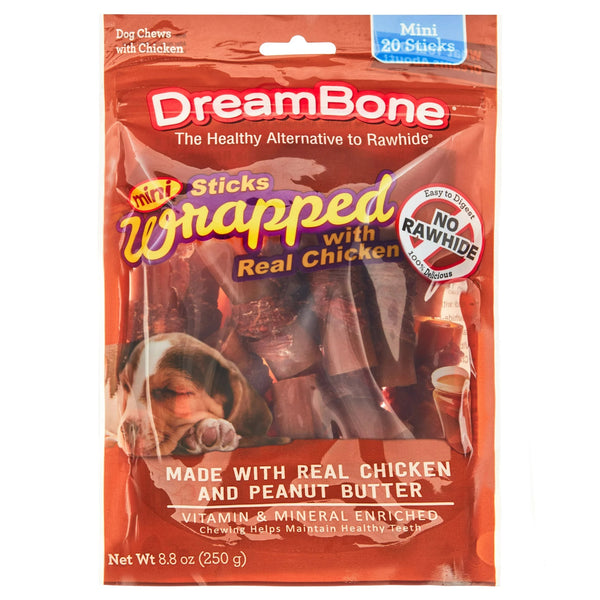 Mini Chicken Wrapped Chews with Peanut Butter Rawhide-Free Dog Chews, 2 pack, 8.5 oz ( 20 count) per pack, plus 3 My Outlet Mall Resealable Storage Pouches