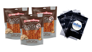 Twists Wrapped with Chicken Rawhide-Free Dog Chews, 3 pack, 8.8oz (36 Count) per pack, plus 3 My Outlet Mall Resealable Storage Pouches