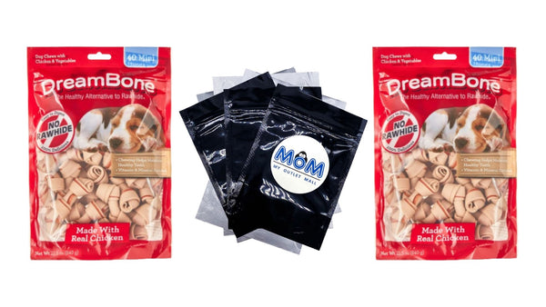 Chicken Flavored Rawhide-Free Dog Chews, Mini - 2 packs - 22.5 oz - plus 3 My Outlet Mall Resealable Storage Pouches