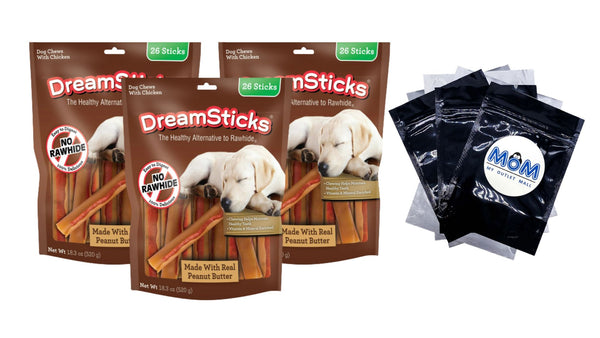 DreamSticks with Real Chicken, Rawhide-Free Dog Chews - 3 packs - 18.3 oz - plus 3 My Outlet Mall Resealable Storage Pouches