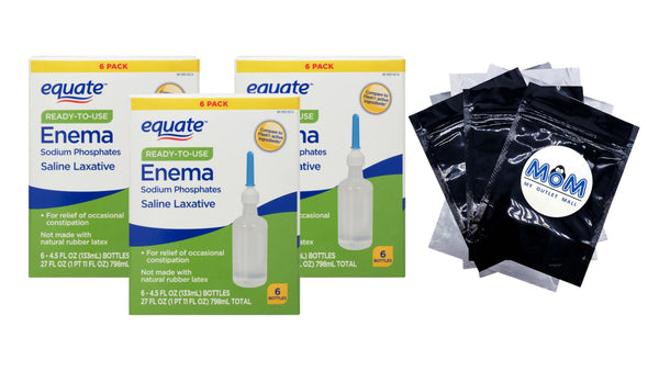 Enema Sodium Phosphates Saline Laxative, 3 pack, 4.5fl oz per pack, plus 3 My Outlet Mall Resealable Storage Pouches