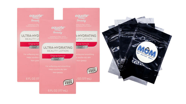 Ultra-Hydrating Beauty Lotion Softening and Smoothing for Dry Skin, 3 pack, 6fl oz per pack, plus 3 My Outlet Mall Resealable Storage Pouches