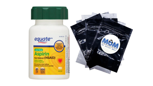 Adult Low Dose Aspirin Safety Coated Tablets, 81 mg - 1 pack - 500 count - plus 3 My Outlet Mall Resealable Storage Pouches