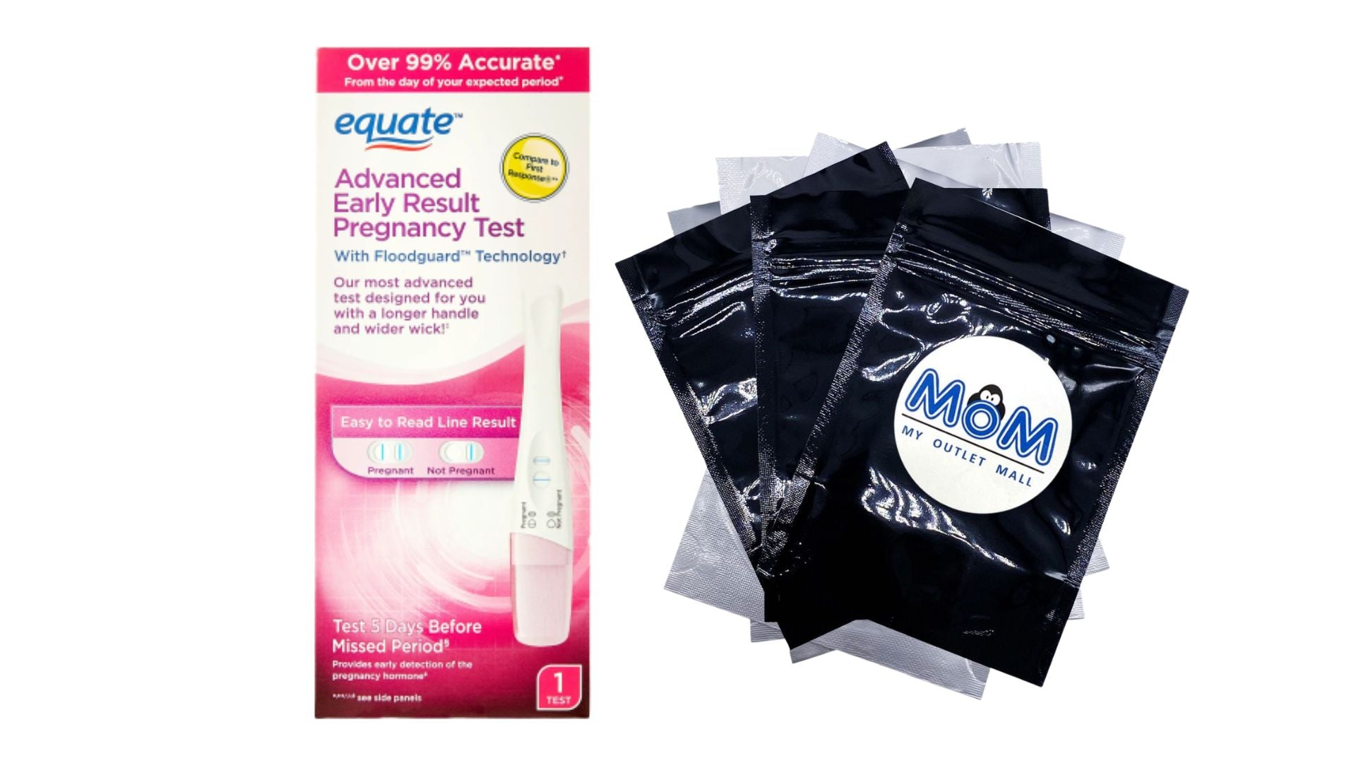 Advanced Early Pregnancy Test, Test 5 Days Sooner, over 99% Accurate, 1 pack, 1 count, plus 3 My Outlet Mall Resealable Storage Pouches