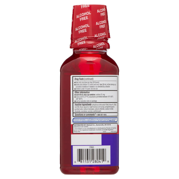 Alcohol-Free Diphenhydramine HCl Nighttime Sleep-Aid, Cherry Vanilla, 50 mg, 3 pack, 12fl oz per pack, plus 3 My Outlet Mall Resealable Storage Pouches
