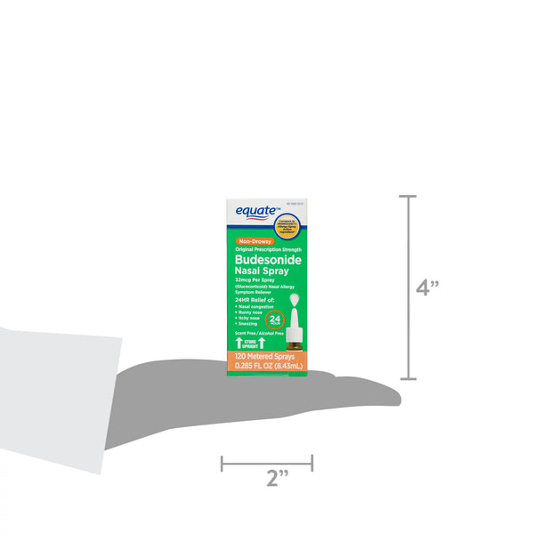 Allergy Relief 24-Hour Non-Drowsy Budesonide Nasal Spray 32mcg, 120 sprays, 1 pack, 0.285fl oz, plus 3 My Outlet Mall Resealable Storage Pouches