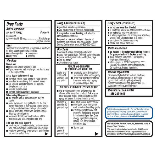 Allergy Relief 24-Hour Non-Drowsy Budesonide Nasal Spray 32mcg, 120 sprays, 3 pack, 0.285fl oz per pack, plus 3 My Outlet Mall Resealable Storage Pouches