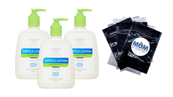 Gentle Lotion, 3 pack, 16fl oz per pack, plus 3 My Outlet Mall Resealable Storage Pouches