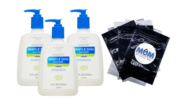 Gentle Skin Cleanser, 3 pack, 16fl oz per pack, plus 3 My Outlet Mall Resealable Storage Pouches