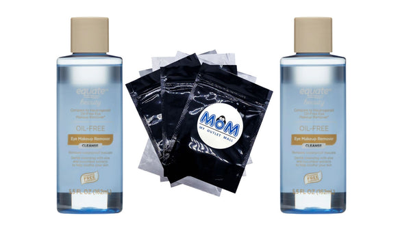 Oil-Free Makeup Remover, 2 pack, 5.5fl oz per pack, plus 3 My Outlet Mall Resealable Storage Pouches