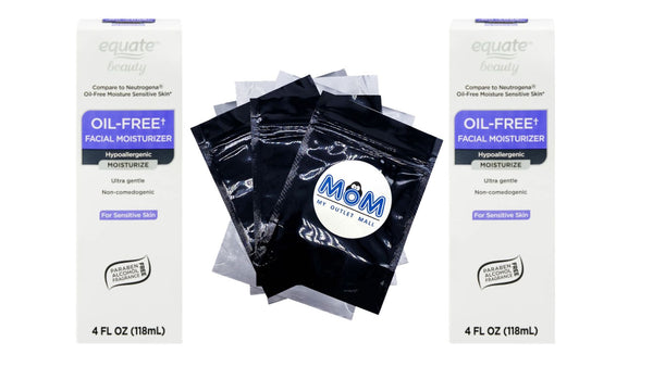 Oil-Free Facial Moisturizer for Sensitive Skin, 2 pack, 4fl oz per pack, plus 3 My Outlet Mall Resealable Storage Pouches
