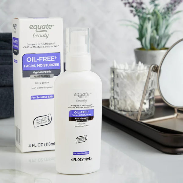 Oil-Free Facial Moisturizer for Sensitive Skin, 1 pack, 4fl oz, plus 3 My Outlet Mall Resealable Storage Pouches