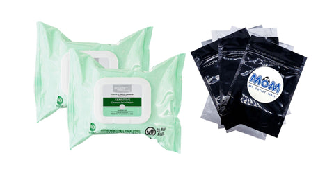 Sensitive Cleansing Facial Wipes, 2 pack, 40 wipes per pack, plus 3 My Outlet Mall Resealable Storage Pouches