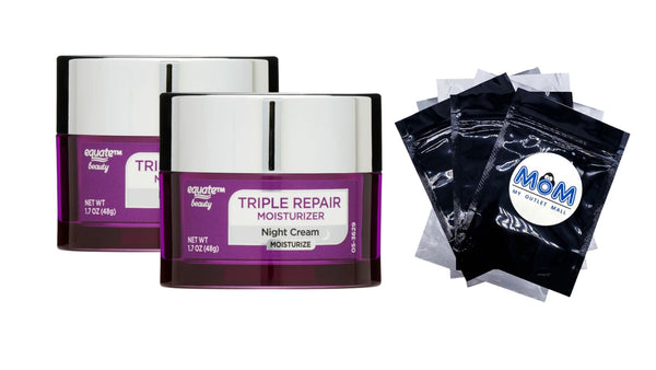 Triple Repair Moisturizer Night Cream, All Skin Types, 2 pack, 1.7 oz per pack, plus 3 My Outlet Mall Resealable Storage Pouches