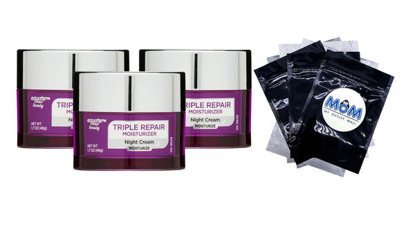 Triple Repair Moisturizer Night Cream, All Skin Types, 3 pack, 1.7 oz per pack, plus 3 My Outlet Mall Resealable Storage Pouches