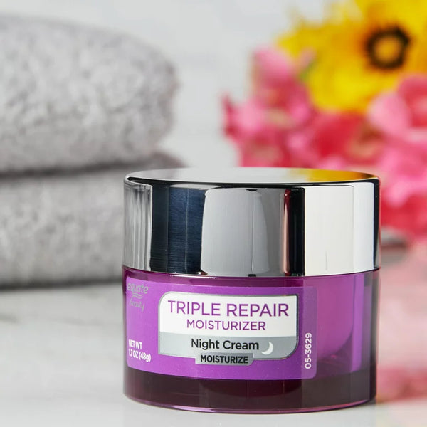 Triple Repair Moisturizer Night Cream, All Skin Types, 2 pack, 1.7 oz per pack, plus 3 My Outlet Mall Resealable Storage Pouches