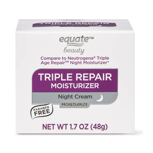 Triple Repair Moisturizer Night Cream, All Skin Types, 2 pack, 1.7 oz per pack, plus 3 My Outlet Mall Resealable Storage Pouches