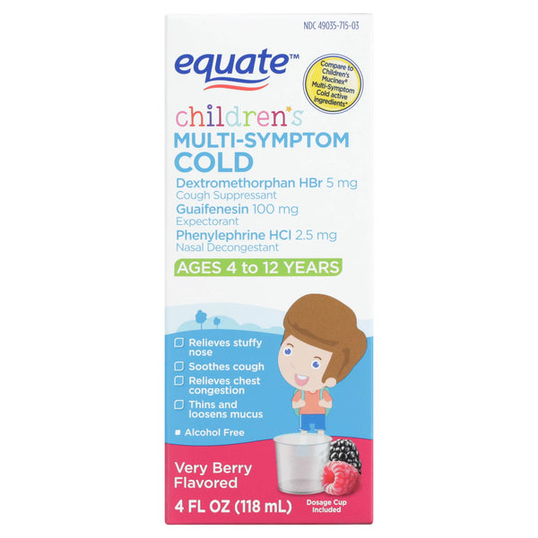 Children's Multi-Symptom Cold Liquid, Very Berry - 1 pack - 4fl oz - plus 3 My Outlet Mall Resealable Storage Pouches