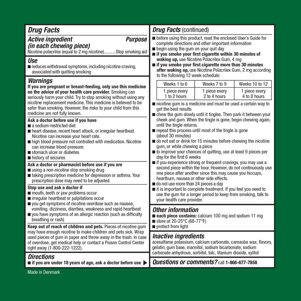 Coated Nicotine Polacrilex Gum 2 mg, Mint Flavor, Stop Smoking Aid, 2 pack, 160 count per pack, plus 3 My Outlet Mall Resealable Storage Pouches