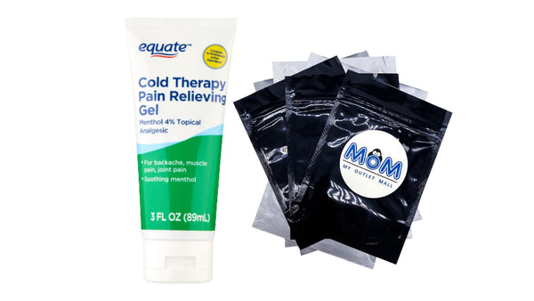 Cold Therapy Pain Relieving Gel Tube, 4% Menthol Analgesic, 1 pack, 3fl oz, plus 3 My Outlet Mall Resealable Storage Pouches