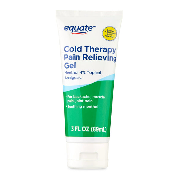 Cold Therapy Pain Relieving Gel Tube, 4% Menthol Analgesic, 2 pack, 3fl oz per pack, plus 3 My Outlet Mall Resealable Storage Pouches