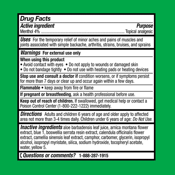Cold Therapy Pain Relieving Gel Tube, 4% Menthol Analgesic, 1 pack, 3fl oz, plus 3 My Outlet Mall Resealable Storage Pouches