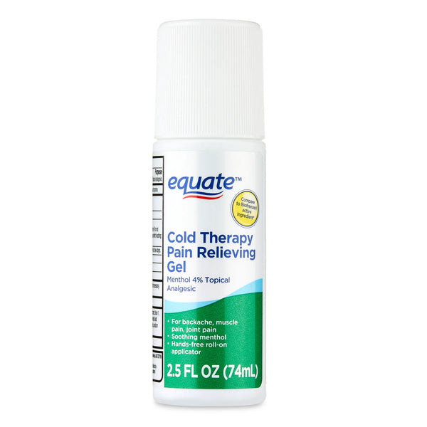 Cold Therapy Pain Relieving Roll On Gel, 4% Menthol Analgesic, 2 pack, 2.5fl oz per pack, plus 3 My Outlet Mall Resealable Storage Pouches